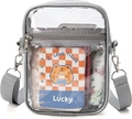 Transparent PVC stadium crossbody bag with gray trim and adjustable shoulder strap - Small Bag (15*4.6*20cm) / Gray