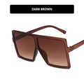 Vintage oversized square sunglasses with dark brown gradient lenses and resin frame - Dark Tea