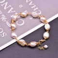 Baroque pearl bracelet with handmade gold wire wrapping and adjustable lobster clasp - Adjustable Baroque Pearl Bracelet