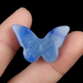 Handheld blue natural agate stone butterfly carving ornament with black background - Blue Aventurine