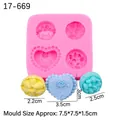 Molde de silicona para fondant de Navidad y mini adornos florales para pasteles - 1# 4-Cavidades Corazón y Flor / Rosa