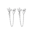 Orecchini a catena d'argento con pietre dal taglio marquise in stile minimalista Ins - Catena di Petali d'Argento