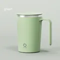 Portable USB rechargeable electric self-stirring coffee mug in pale green matte finish - USB Charging / Light Green