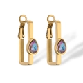 Minimalist gold-plated geometric earrings with pear-cut colorful gradient zircon stone - Pear Shape Purple Pink Gem-44547
