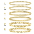 Bracciali a sfere dorate impilabili con perle da 3mm, 4mm e 5mm di diametro per donna - Oro Set da 6 pezzi 3/4/5mm