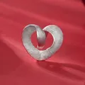 Pink sterling silver heart charm with spiral texture and matte metallic finish - 925 Silver / Spiral Brushed Heart Pendant (BSC1081)