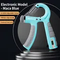 Adjustable 10-100kg hand gripper in Maca Blue and Grey with digital counter and TPR handle - 10-100kg Electronic Counting / Maca Blue
