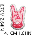Rock hand sign embroidery patch dimensions showing 6.7cm height and 4.1cm width - Rock Gesture Style (11号)