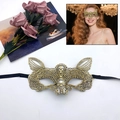 Masque de mascarade doré en dentelle avec oreilles de chat et détails filigranes fins - Elfe