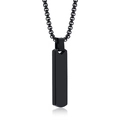Minimalist black rectangular bar pendant necklace with matching round link chain - Black Pendant + 60CM Ball Chain