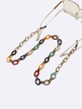 Colorful resin acrylic eyeglass chain with multi-color splicing and golden metal clasps - Multicolor Patchwork