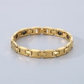 Bracelet pour homme en tungstène doré poli avec pierres magnétiques et maillons - 8mm Largeur/19cm Longueur / Doré