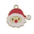 Ciondolo Babbo Natale in lega di smalto rosso e bianco con finitura dorata lucida - Babbo Natale (12523) / 1 Pezzo (20x20mm) / Rosso
