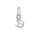Polished S925 sterling silver sitting fox pendant with textured frosted details - 925 Silver / Platinum-Fox