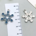 Blue enamel snowflake pendant charms for jewelry making DIY earrings or bracelets - Dark Blue Snowflake 16x21mm