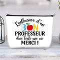 Weiße Canvas-Tasche mit französischem Lehrer-Zitat und bunten Schulmaterial-Illustrationen - Französischer Lehrer Anerkennung Design (jiayingljb025)