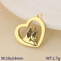 Golden heart pendant with mother hugging child design, size 16x14mm and weight 1.7g - Heart Embrace Silhouette (KLJ9570-ZLA)