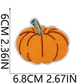 Detailed macro view showing dimensions of orange pumpkin embroidery patch with size markers - Pumpkin (C5CW-12-15)
