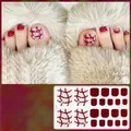 H142 wasserfeste 3D Zehennagel-Aufkleber in Dunkelrot mit glitzerndem Karo-Muster-Design - H142 Rot Weiß Karo Strass