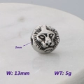 Retro lion head stainless steel charm bead, 13mm width, 2mm hole for DIY jewelry making - Style 2 - Lion Head (KLJ9096-KJX)