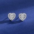 Elegant heart-shaped silver stud earrings with sparkling clear cubic zirconia stones - Heart-shaped Led Earrings - 67