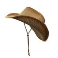 Classic brown woven straw sun hat with adjustable chin strap and wide brim design - One Size / Solid Brown Woven Style (2#)
