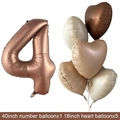 Detail of 40-inch rose gold number 4 and heart-shaped matte foil balloons set - Chocolate Number 4 / Number And Heart Balloon Combination