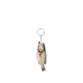 Dettaglio del portachiavi realistico a forma di branzino con robusto anello in metallo argento - Stile Persico Uno