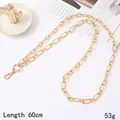 60cm golden zinc alloy cross-body metal chain strap with elegant textured oval links - Crossbody Chain / Twisted Aluminum Chain Gold (K2882)