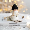 Poupée ange de Noël en peluche avec robe en tricot blanc et skis en bois - Type C / Figurine de Ski Blanche