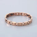 Polished rose gold magnetic therapy bracelet with rectangular links and magnets - 8mm Width/19cm Length / Rose Gold