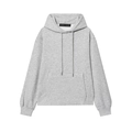 Classic heather grey basic hooded sweatshirt with front kangaroo pocket and drawstring hood - XS / Tops / Light Gray
