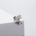 Silver bow stud earring with blue zircon and pearl flower drop design for women - Blue Zirconia Flower Pearl Style (A24-3#)