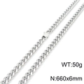 Men's 6mm silver stainless steel Cuban link necklace 660mm length with buckle - 6mm / Steel