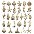 Goldene Ozean-Anhänger-Kollektion mit Seesternen und Muscheln für DIY-Schmuckherstellung - 32 Modelle gemischt KC Gold Ozean Set 33g