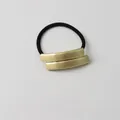 Minimalist black elastic hair tie with brushed matte gold alloy geometric accent - 15# Double-row Square Tube Gold