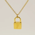 Collier pendentif cadenas doré avec lettre P de style vieil anglais sur chaîne en O - Style Lettre P