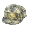 Vue détaillée de dessus d'une casquette camper à 5 panneaux avec motif à carreaux jaune - M (56-58cm) / Jaune (Carreaux Jaunes, Noirs et Blancs)
