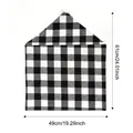 Christmas chair cover with black and white buffalo plaid pattern and plush white pompom - H61cm x W49cm / Black White Grid