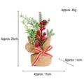 Mini Weihnachtsbaum mit Jutesack und roten Beeren, 25cm künstliche Kiefer Tischdeko - K3-11 Dreizack-Stil
