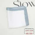 Detailansicht eines Einstecktuchs in Weiß und Hellblaugrau mit Spitzenrand 22x22cm - Weiß mit hellblaugrauem Rand