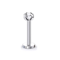 Polished silver stainless steel labret stud with a sparkling clear cubic zirconia stone - Type E (Silver Claw Inlaid Single Zircon)