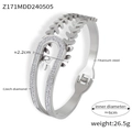 Bracciale asimmetrico in acciaio al titanio argento con design a spiga e diamanti cechi - Stile Grano Doppio (Z171-Color Acciaio)