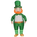 Inflatable St. Patrick's Day leprechaun costume with green hat and orange beard - Irish Festival Elf Green-haired Man / One Size