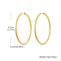 Classic 18k gold plated stainless steel hoop earrings in 45mm diameter size - 2*45mm / Gold