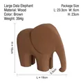 Large vintage brown wooden elephant statue with minimalist Nordic design for home decor - Elephant Large - Brown