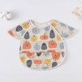 Waterproof baby feeding bib featuring short sleeves and colorful Halloween pumpkin patterns - Shawl - Classic Pumpkin / One Size