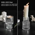 Modern dual-use clear glass candle holder with elegant vertical stripe texture - G080-0003 Double-Head Holder / 7cmx4.5cm / Clear