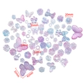 Perline acriliche a farfalla e fiore sfumate viola e blu con misure indicate - Circa 110g/Confezione / Viola Chiaro Traslucido