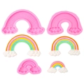 Regenbogen und Wolken DIY Silikonform Set in drei Größen für die Tortendekoration - Dreiteiliges Set / Rosa